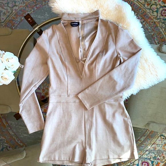 bebe Pants - BEBE TAN ROMPER